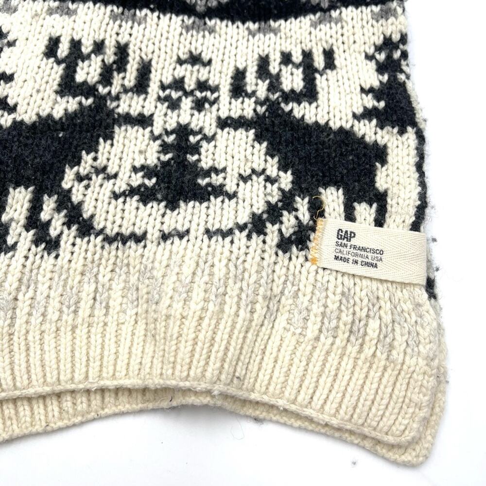 GAP ICELANDIC style wool scarf super warm and comfy black & ivory - Picture 4 of 4